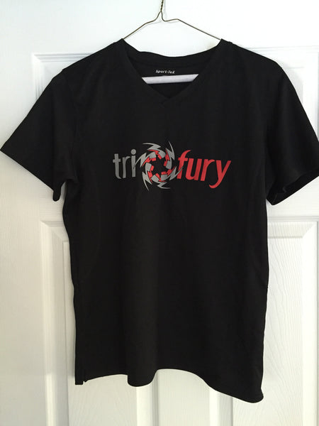Womens Black VNeck Tech Shirt